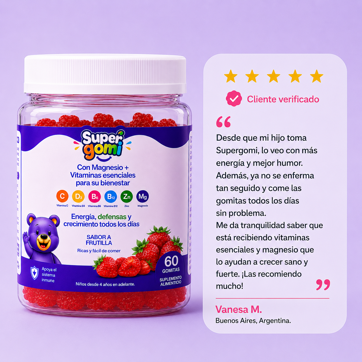 SUPERGOMI | MAGNESIO + VITAMINAS ESENCIALES PARA NIÑOS +4 AÑOS
