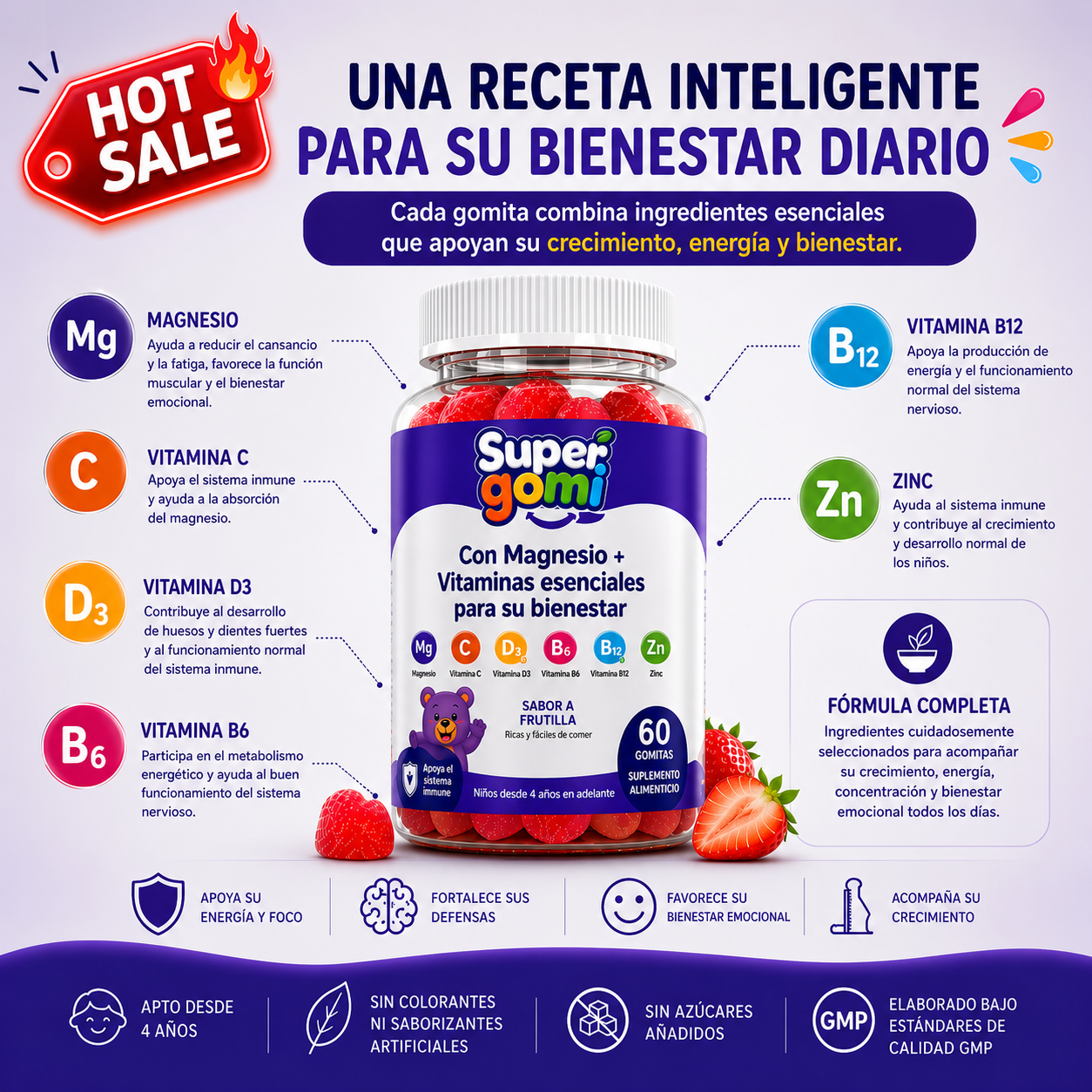 SUPERGOMI | MAGNESIO + VITAMINAS ESENCIALES PARA NIÑOS +4 AÑOS
